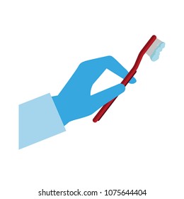 Dentist with toothbrush