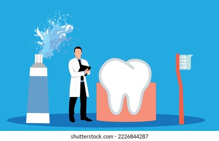 dentist , toothbrush and toothpaste on blue background world dental and oral health week
