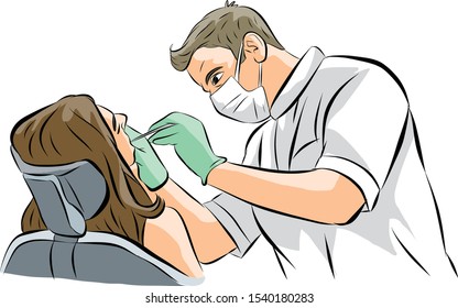 dentist is treating young woman