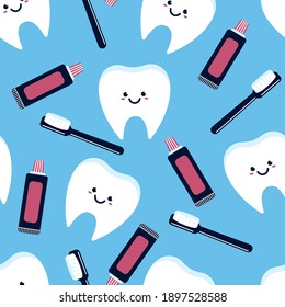 Dentist vector cartoon seamless pattern background for wallpaper, wrapping, packing, and backdrop.
