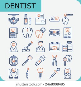 paquete de iconos de diseño de Vector de dentista para salud dental 