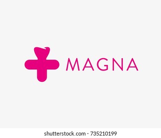Dentist vector logo design. Tooth medical cross vector logotype. Dental clinic symbol icon.