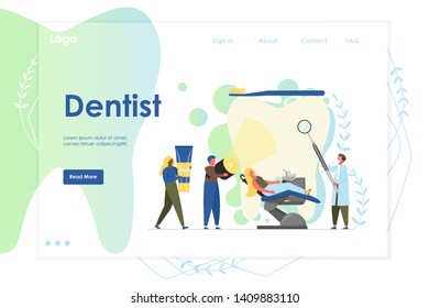 Dentist vector website landing page design template
