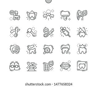 Dentist Well-crafted Pixel Perfect Vector Thin Line Icons 30 2x Grid for Web Graphics and Apps. Simple Minimal Pictogram