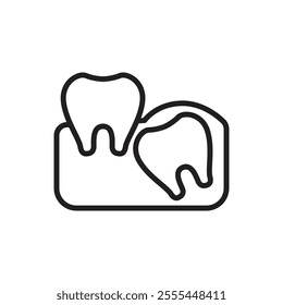 Dentist Wisdom Tooth Outline Icon Vector Illustration