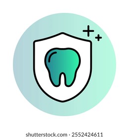 Ícone Desenvolvido por Dentista - Dente e Escudo Representando Experiência Dental Profissional e Proteção