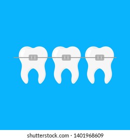 Dentistry, braces level teeth, illustration in flat style