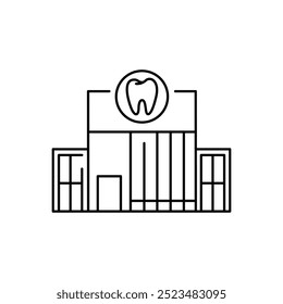 Dentistry building black line icon. Editable stroke.Vector element