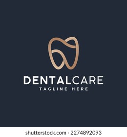 Dentistry clinic logo design with line abstract dental logo. Dental care logo with simple line logo design