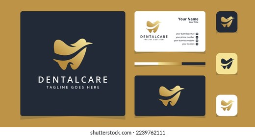 Dentistry clinic logo design with modern style dental logo and business card.