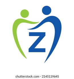 Dentistry Clinic Logo On Letter Z Concept. Family Dental Care Symbol. Dental Dentist Logo Sign