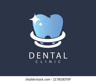Logo de dentaduras vectoriales de la clínica de odontología.