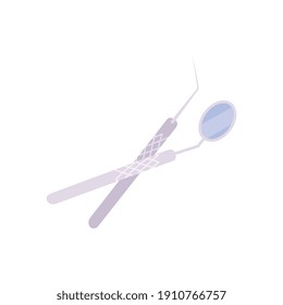 Dentistry composition with flat images of hand instruments of dental doctor vector illustration
