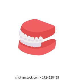 Dentistry composition with flat isolated image of artificial impression of jaws vector illustration