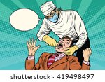 Dentistry the doctor pulls out a bad tooth