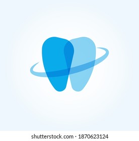 Dentistry flat cartoon style vector logo concept. Protected tooth, isolated icon on white background. Linear symbol of tooth for orthodontic clinic and dentistry.