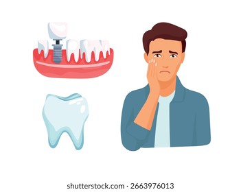 Odontología. Clipart de Vector plano, ilustración con fondo aislado.