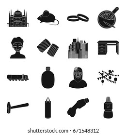dentistry, garbage, tool and other web icon in black style.party, army, cosmetics, Egypt