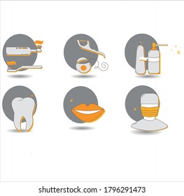 dentistry hygiene icons  on white background 