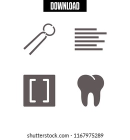 dentistry icon. 4 dentistry vector set. forceps, brackets, align left and tooth icons for web and design about dentistry theme