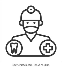 Dentistry Icon Vector Illustration Outline Style