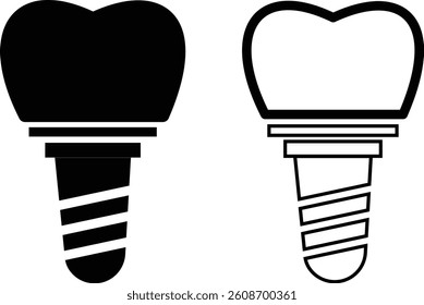 Dentistry icon vector set. Dental implant icon.Tooth implants logo vector collection. design in black color
