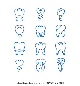 Dentistry icon vector set. Tooth implants logo vector collection.