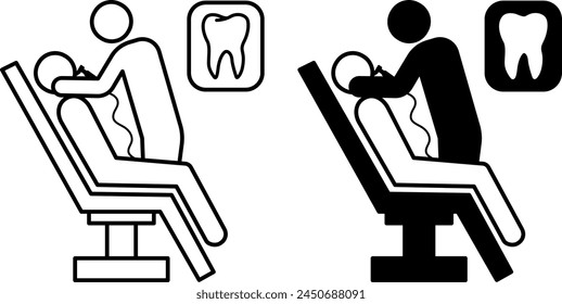 Dentistry icons. Black and White Vector Patient Dental Treatment Icons. Dentist. Dental Surgery. Dental restoration. Medicine Concept