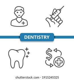 Dentistry Icons. Professional, pixel perfect icons. EPS 10 format.