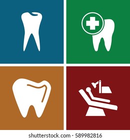 dentistry icons set. Set of 4 dentistry filled icons such as tooth, dental care
