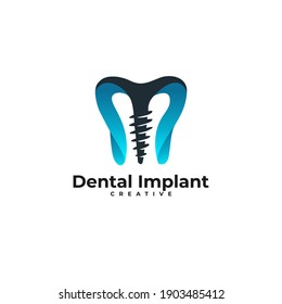 dentistry implant - dental, tooth treatment, orthodontic business logo icon concept abstract