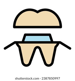 Dentistry implant icon outline vector. Dental tooth. Crown care color flat