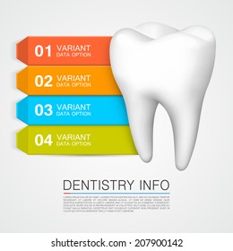 Dentistry info, Tooth color tape, Dental icon 3d, Vector infographic illustration