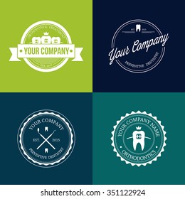 Dentistry labels set. Orthodontic and preventive dentistry. Vector templates.