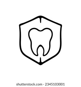 Dentistry line icon. Tooth, medicine, dentist, caries, gum, hospital, jaw, pain. Vector black line icon on white background for Business