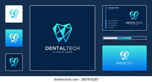 Dentistry Logo With Abstract Dental Technology Logo And Business Card Template.