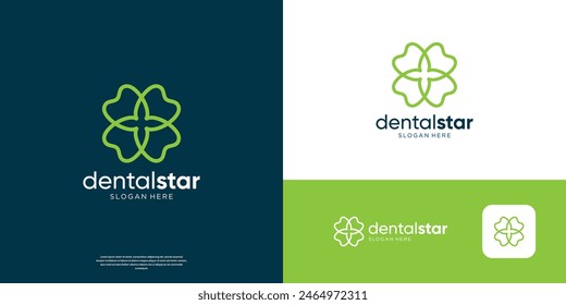 Dentistry logo design template. Abstract geometric dental and star symbol logo.