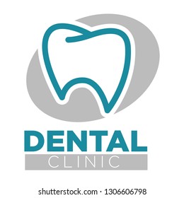 Dentistry medicine dental clinic tooth isolated emblem mouth cavity treatment and healthcare brushing teeth and annual check dentist or orthodontist medical services hospital logo braces installment.