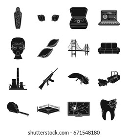 dentistry, Mexico, party and other web icon in black style.sport, oil, office, pizza