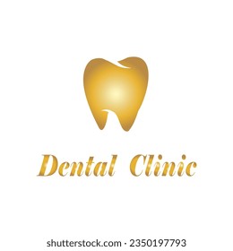 Dentistry original logo in golden style. Vector graphics