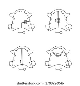 Dentistry.Set orthodontic apparatus for correcting the position of the teeth and the occlusion in children. Vector illustration on an isolated white background.For dental clinics, flyer, brochures