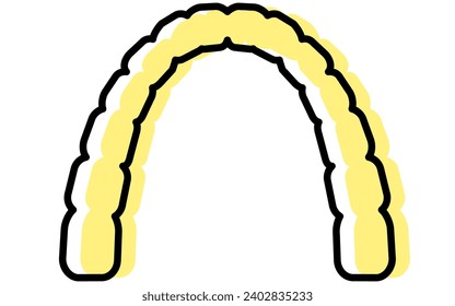 Dentistry: orthodontic appliances and mouthpieces used to straighten teeth, Vector Illustration