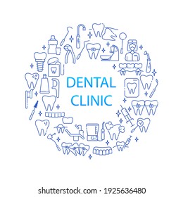 Dentistry and orthodontics line icon set. Thin linear signs for dentistry clinic. Dental care equipment and medical elements. Orthodontics concept.