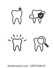 Dentistry, orthodontics outline line icons set.Vector of dental clinic services