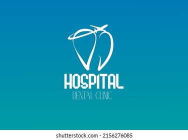 dentistry private dental hospital simple modern line style brand logo concept. dental health tourism emblem concept.