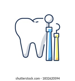 Dentistry RGB Color Icon. Dental Medicine And Health. Endodontics And Orthodontics. Stomatology. Teeth Treatment. Oral Medicine. Dental Hygiene. Hospital Department. Isolated Vector Illustration