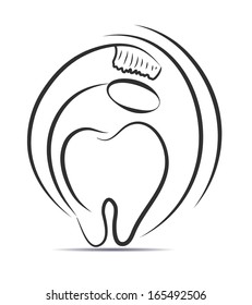 Dentistry symbol. Dental visits and brushing leads to healthy teeth. Isolated on a white background.