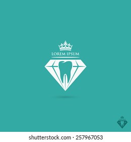 Dentistry symbol with tooth inside of the diamond - vector illustration 