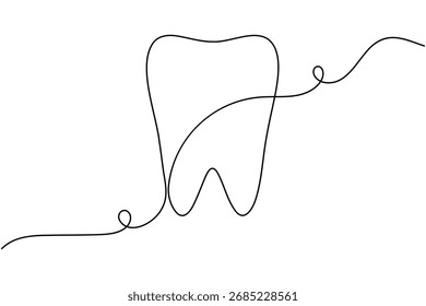 Dientes dentales continuos de una línea que dibujan una sonrisa limpia minimalista Ilustración vectorial dental saludable