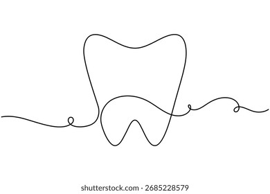 Dentistry teeth continuous one line drawing minimalist clean smile healthy dental vector illustration